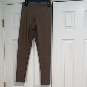 Aqua Pleather Beige Leggings Size M